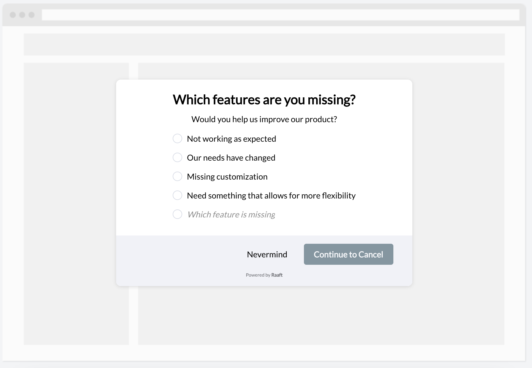 Missing features survey